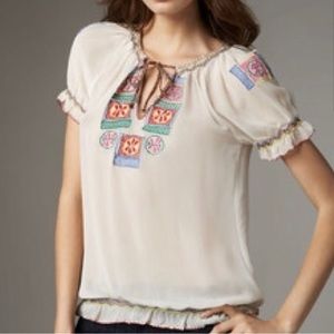 CANDELA Top Embroidered Bohemian Peasant Blouse